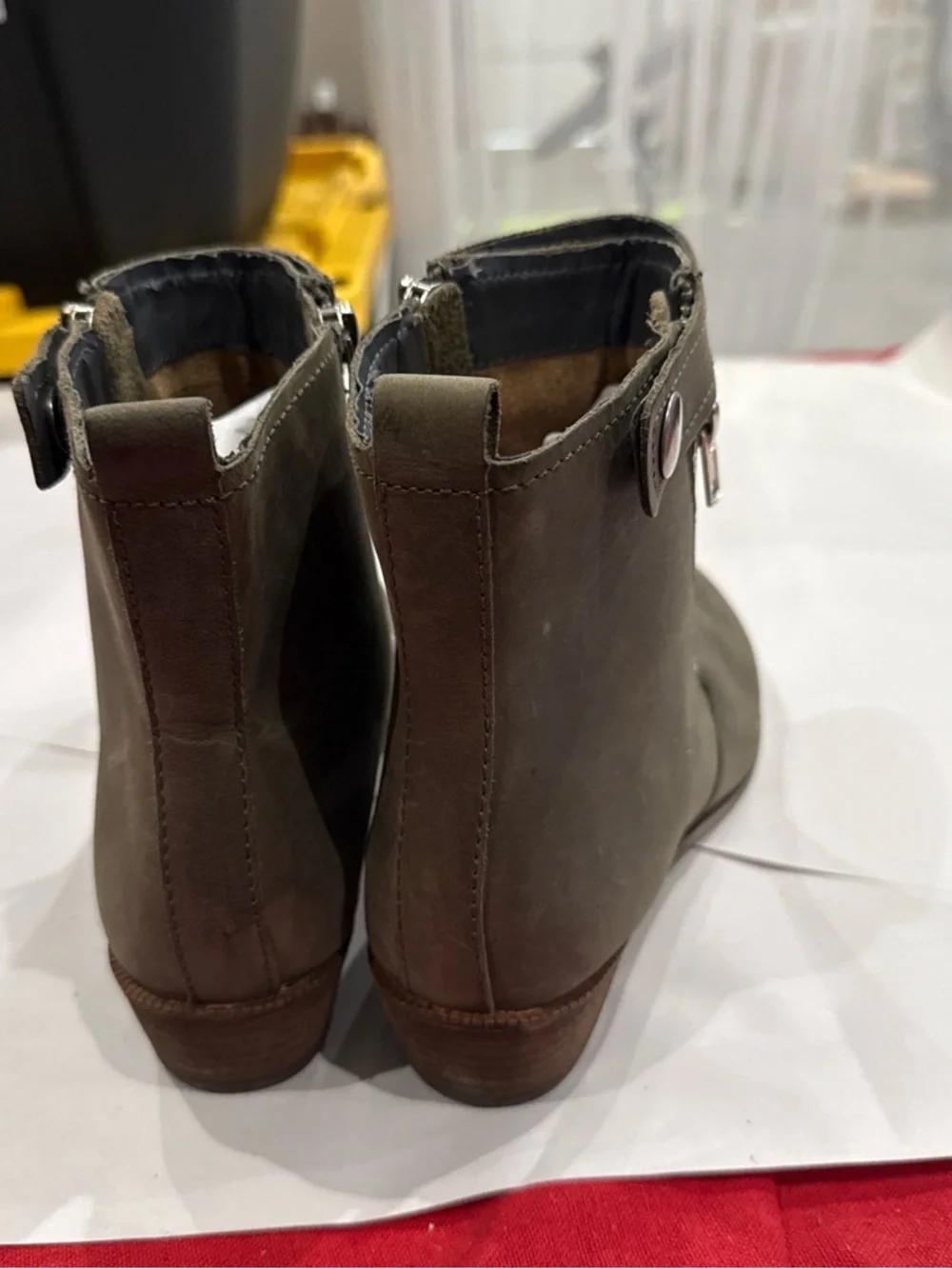 Women’s Olive Green/ brown  Side-Zip Ankle Boots